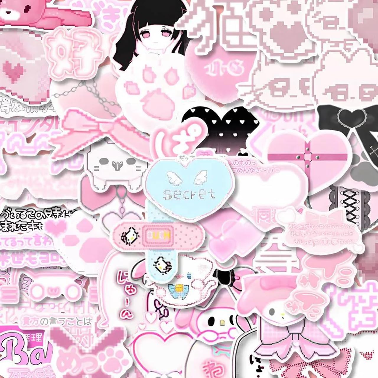 Amazon.co.jp: UWU 地雷系 ステッカー 原宿スタイル 病気 ピンク